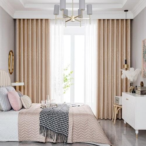 Jacquard Blackout Curtains for Living Room 1 Piece Custom High Thicker Cotton Linen Darkening Bedroom Kitchen Window Panels New