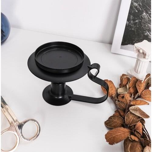 Iron European Style Candlestick Stand Candle Holder Vintage Retro Style Classic Look Taper Holder Matte Black For Wedding Party