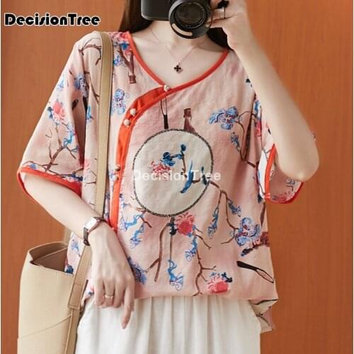 2021 woman qipao tops chinese traditional cheongsam top vintage traditional chinese clothing floral print cheongsam line blouse