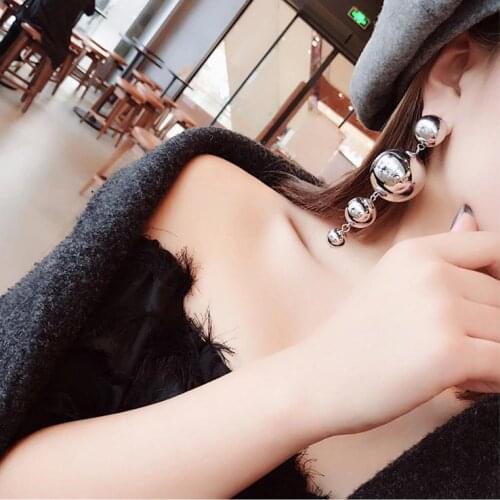 New Fashion Korea Silver metal ball Wild Simple Temperament Earrings Long Pendientes For Women jewelry