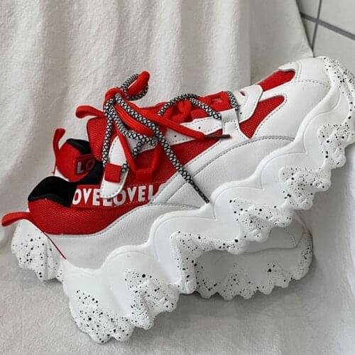 2020 Women Chunky Sneakers Black Gray Vulcanized Shoes Autumn Luxury Designer Fashion Platform Shoes Woman Red Sneakersy
