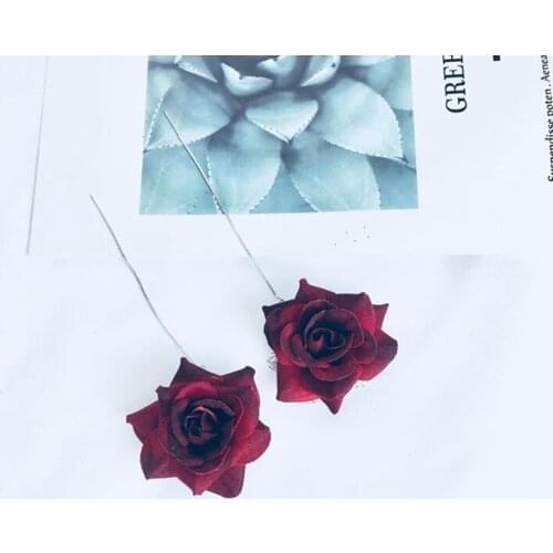Gothic Earrings Dangle Goth Black Red Rose Ear Line Punk Acessories Drop Earrings Women Jewelry
