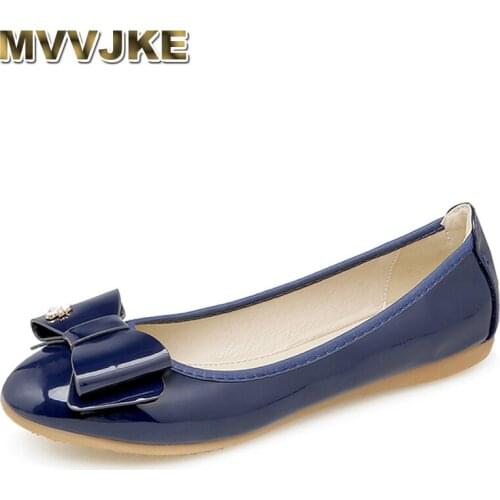 MVVJKESpring Summer Autumn Bow Round Toe Women Flat Shoes Casual PU Leather Foldable Ballet Women Flats Solid Female LoafersE064