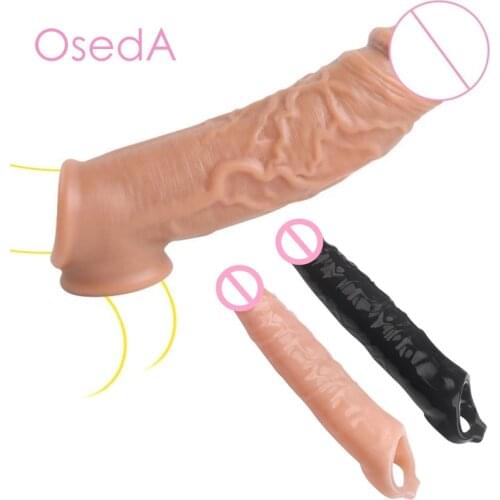 2cm Huge Penis Extender Sleeve Reusable Condoms Delayed Ejaculation Sex Toys For Men Cock Ring Penis Enlargement Intimate Goods