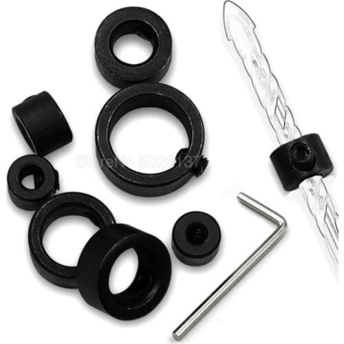 3-16MM Drill Depth Stop Collar Ring Guide Locator Spacing Woodworking Tools With Hex Wrench Bit Collars Positioner Wood Hexagon