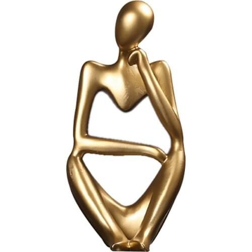3D Simple Ornament Resin Thinking Statue Figurine Miniature Modern Nordic Sculpture Table Decor Living Room Home Desk Decorative