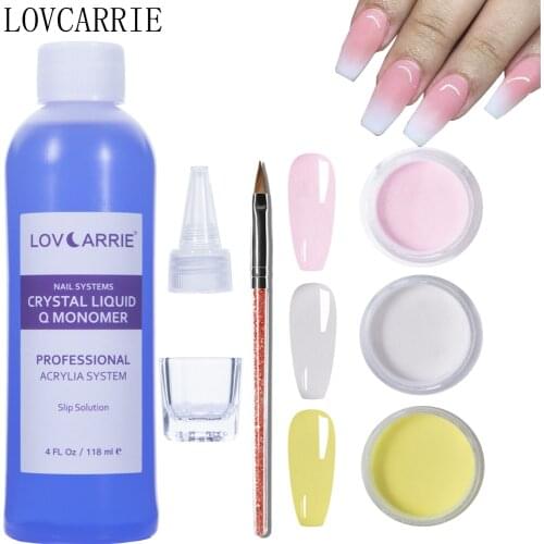 4 PCS/Set Acrylic Powder Monomer Liquid kit Clear Nude Dipping Powder Builder Gel Nail Art Brush Tool for Acryl Extension Design