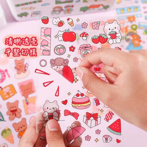 6Sheets/Pack Cartoon Cute Animals Bear Stickers Creative Scrapbooking Mobile Phone Decorative Material School Stationery Sticker
