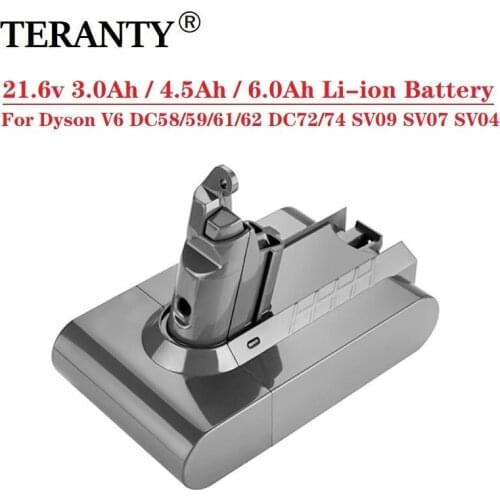 21.6V 6000mAh Replacement Battery for Dyson V6 Vacuum Cleaner SV09 SV07 SV03 DC58 DC61 DC62 Animal DC74 965874-02 Li-ion Battery