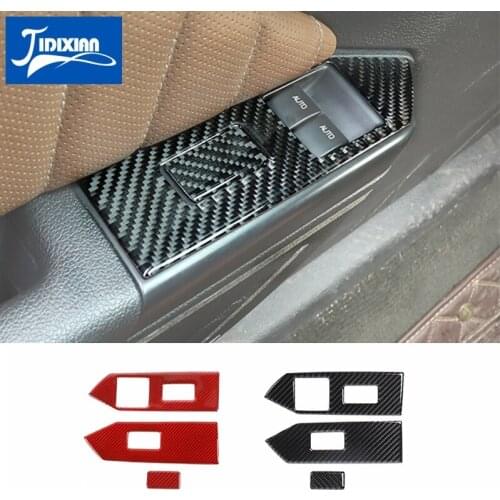MOPAI Carbon Fiber Car Window Lifter Control Switch Button Decor Armrest Panel Trim for Ford Mustang 2009-2013 Car Accessories