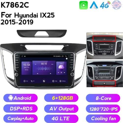 6+128G Android 11 car video multimedia player for Hyundai Creta ix25 2015 2016-2019 Car Radio GPS navigation Bluetooth player