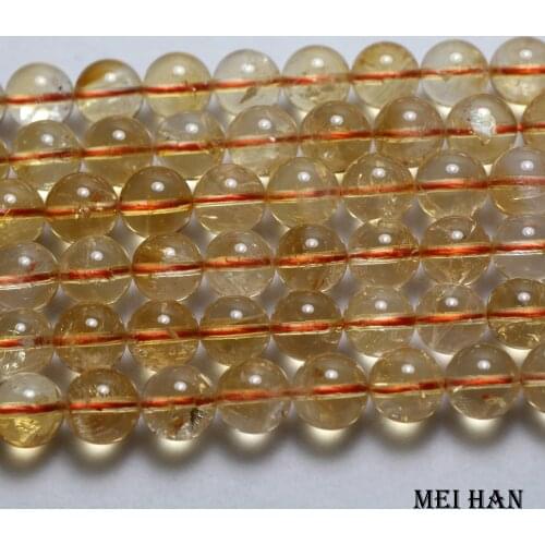 Meihan Free shipping (1 strand/set) natural 9.5--10.5mm Clear Citrine smooth round beads for jewelry making design or gift