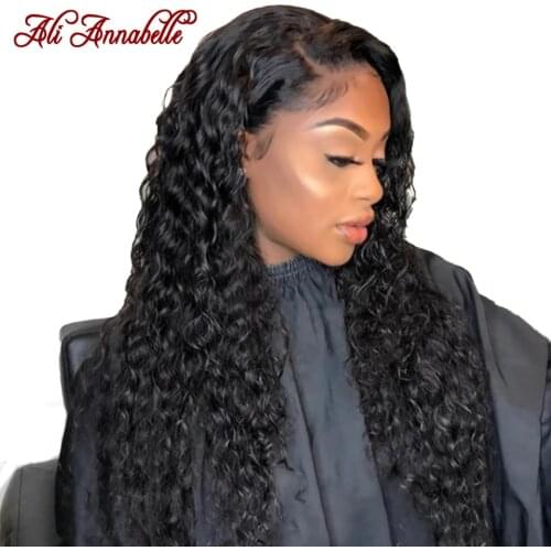 Brazilian Water Wave Lace Front Human Hair Wigs For Women PrePlucked Hairline Ali Annabelle 13x6 Water Curly Lace Frontal Wigs