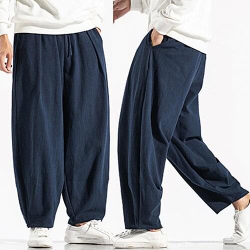 Harem Pants Cargo Pants Harajuku Solid Loose Pants Casual Pants Drawstring Men Mid Rise Pockets Pants Sweatshirts Jogging Pants