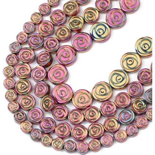 Flower Shape Hematite Natural Stone Rose Red Loose Spacer Beads For Jewelry Making Diy Bracelet Necklace Accessories 6/8/10MM