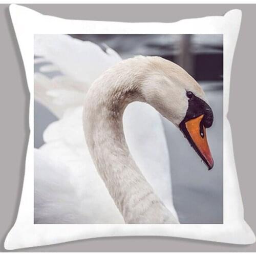Swan Motivation Scandinavian Nordic Cushion White Throw Pillow 45x45cm Decorative Cushion for Sofa Bed Home Decor