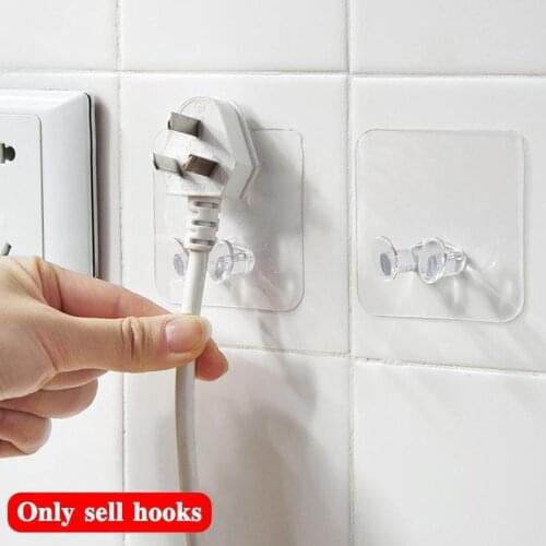 Power Plug Socket Holder Transparent Self Adhesive Cable Holder Wire Bracket Home Wall Hanger Rack Power Plug Socket Holder
