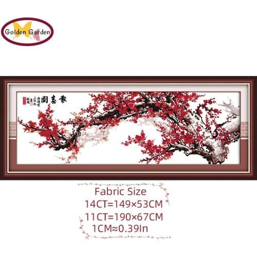 GG Announcing The Coming of Spring Counted&Stamped 11CT14CT Chinese Cross Stitch Embroidery Needlework Sets for Home Decor