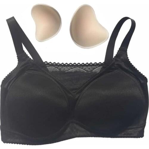 Pocket Bra With One Pair Lightweight Sponge Pads For Crossdresser Mastectomy Drag Queen Ajusen