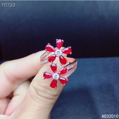 KJJEAXCMY fine jewelry 925 sterling silver inlaid natural adjustable ruby new Female ring lovely Support test popular