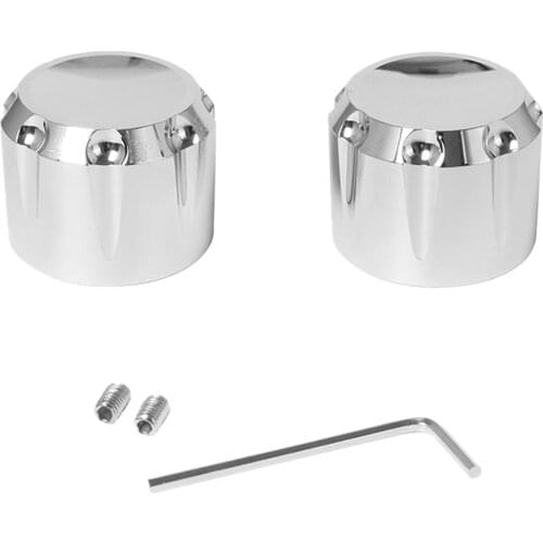 2xMotorcycle Front Axle Nut Covers Caps Aluminum Black/Chrome For Harley Sportster Touring Softail Dyna VRSC Fat Bob Wide Glide