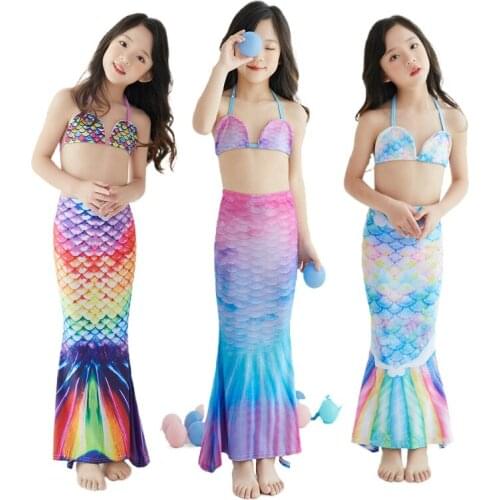 Mermaid Tail Childrens Vacation Island Hot Spring Swimsuit Bikini Walking Style Girls Cute Swimwear Bathing Suits 2 Pieces