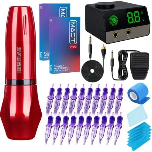 Flexible Motor Rotary PMU RCA Tattoo Machine Pen Set LCD Dual Mode Switch Power Supply Mast Pro Cartridge Needles Kit Supplies