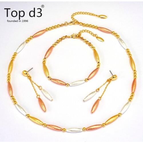 Top d3 Viennois Fashion Trendy Jewelry Set For Women Gold Plated Beads Collar Necklace Earrings Bracelet Rings Sets