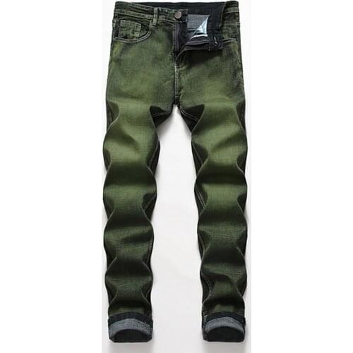 2020 New Style Mens Casual Stretch Skinny Jeans Mens Pencil Pants Skinny Green Jeans Men