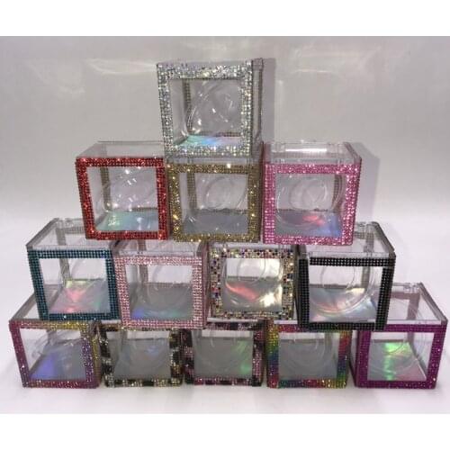2021 New Arrivals Glitter Cube Box 10pcs/lot Unique Design Custom Eyelashes Packaging for 25mm 27mm Mink Eye Lashes