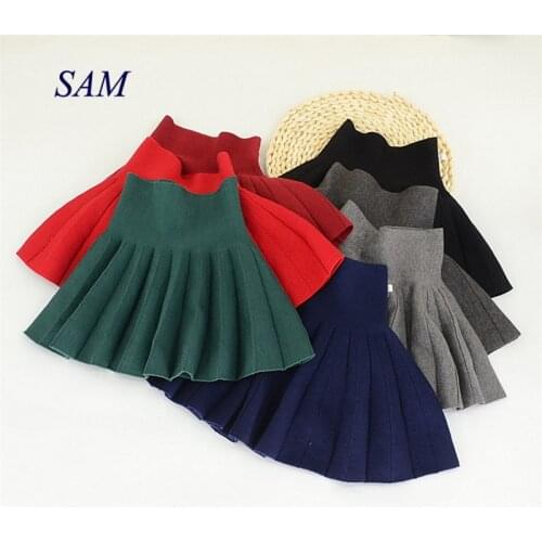 2021 autumn tutu skirt solid color girls pleated skirt childrens winter wild knit skirt kids faldas skirts