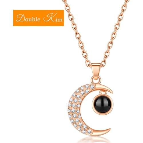 100 languages I love you Projection Pendant Necklace Copper Marterial Chain Necklace Inlaid Zircon Fashion Trendy Women Jewelry