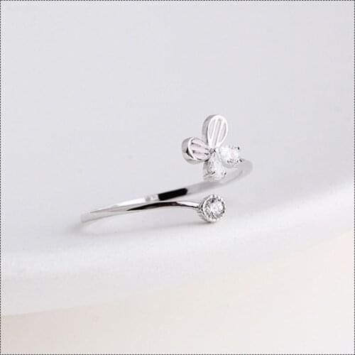 Couple Original 925 Sterling Silver Finger Rings For Women Butterfly Platinum Plated Jewelry Diamond Open Trend Vintage Zircon