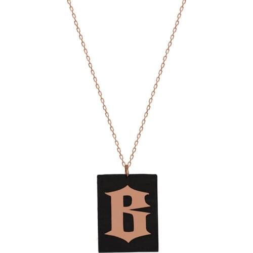 Silver, Black On Plate Letter Necklace-B, is the most beautiful gift for Loved Ones options