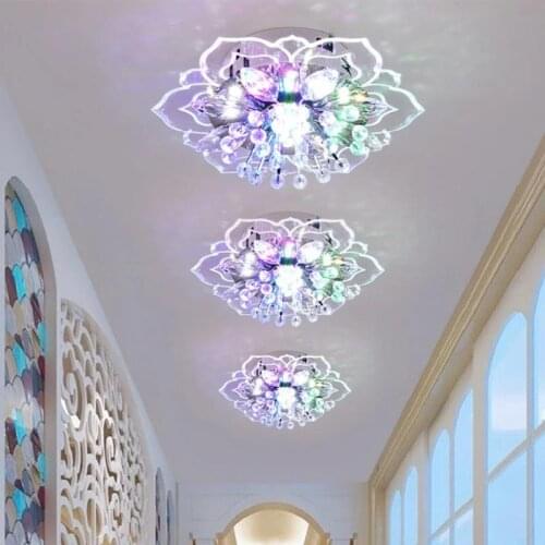 Modern LED Crystal Ceiling Light 3-Color Hallway Living Room Lamp Bedroom Kitchen White/Warm white/Colorful 5W LED Ceiling Lamp