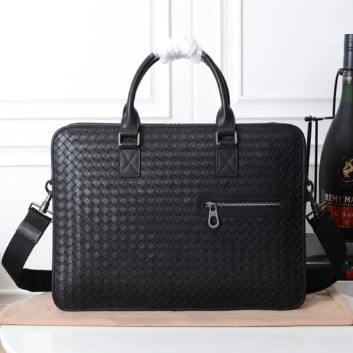 New Men Cowhide Shoulder Bag Multifunction High Quality Luxury Woven Large Capacity Cowskin Genuine Leather Top-Handle Bags