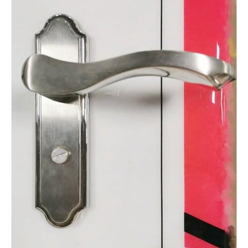 304 Door Lock Stainless Steel Silver Bathroom Handle Lock Bathroom Hardware Accessories Pitch-rod 11CM without Keys Decoration