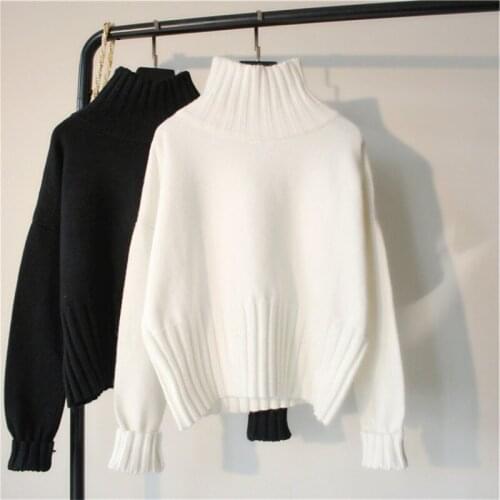 Turtleneck Sweaters New 2020 Womens Winter Pullover Long Sleeve Black White Fashion Knitted Bottoming Sweater Female Tops K769