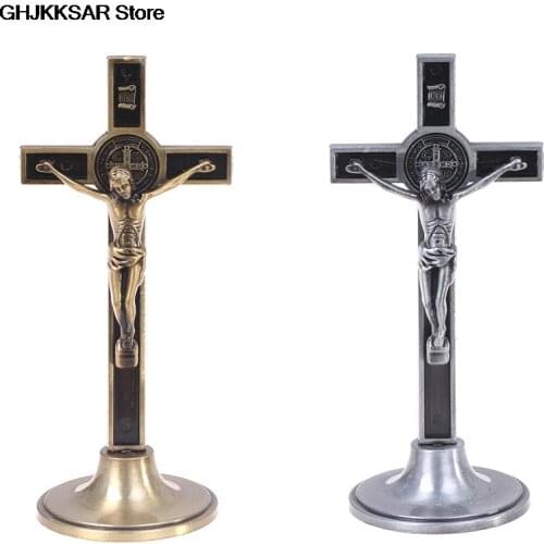 Church Relics Jesus on the Stand Cross Wall Crucifix Antique Home Chapel Decor 1pc