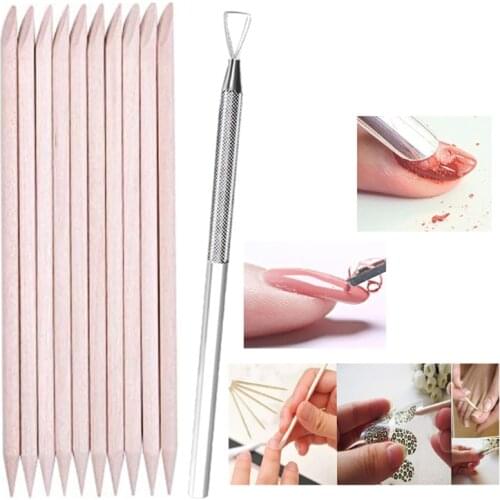 10/20pcs Women Lady Double End Nail Art Wood Stick Cuticle Pusher Remover Pedicure Professional Nails Tool Accessories