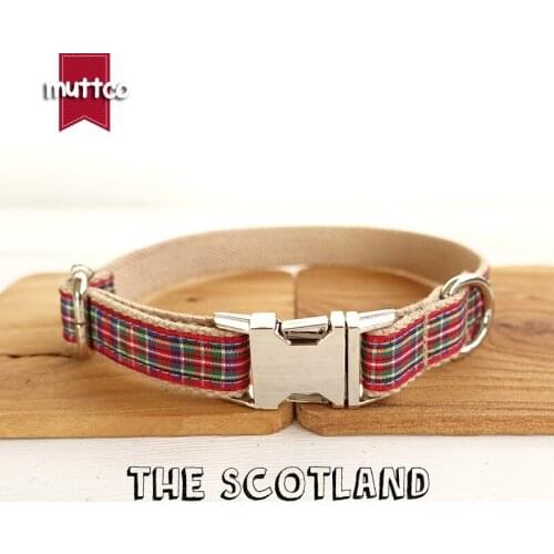 10pcs/lot MUTTCO wholesale high quality British style collar THE SCOTLAND fashionable dog collars and leashes 5 sizes set