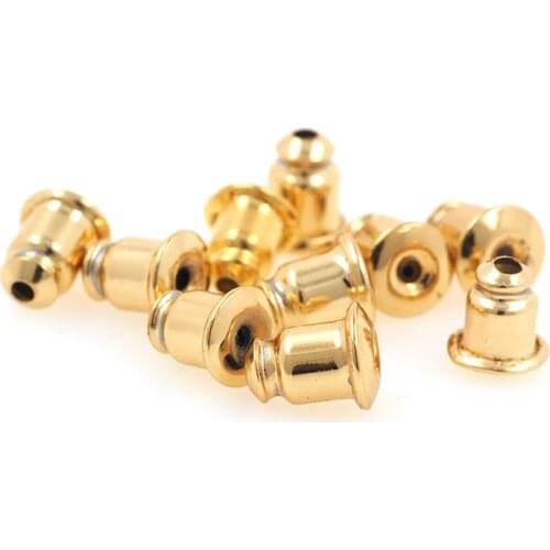 10PCS Gold Brass Earplugs Copper Earring Back For Earrings Studs DIY Jewelry Making Accessories