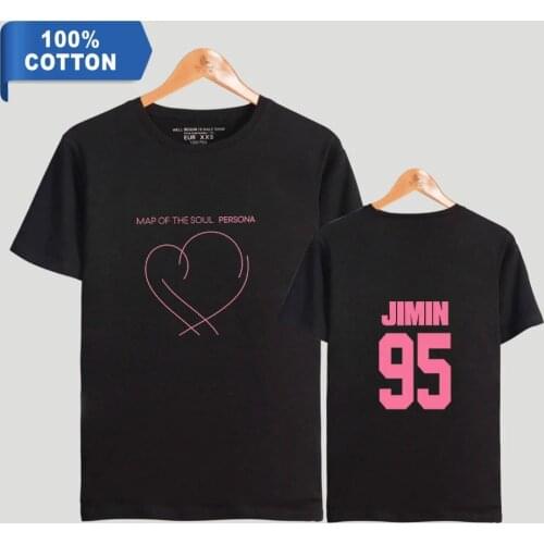 100% Cotton Tshirt Kpop Bangtan Boys JIMIN SUGA JIN J-HOPE Map Of The Soul Persona Print T-shirts Men/Women Short Sleeve Tops