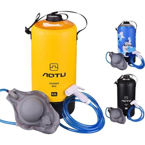 12L PVC Portable Outdoor Shower Bag Inflatable Pressure Non-solar Camping Bath Water Bag Wild Bathing Artifact Camping Equipment