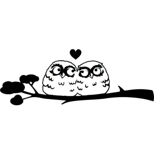 15x5.5CM Owl Love Birds Snuggling Vinyl Decals Car Sticker Black Silver Accessories S6-2530