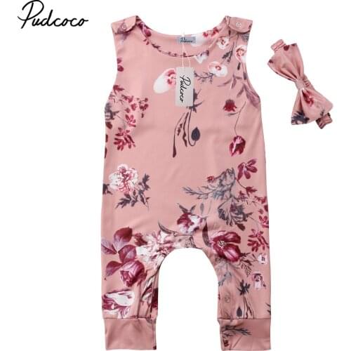 2018 Brand New Toddler Infant Newborn Kids Baby Boy Girl Romper Headband 2Pcs Sets Sleeveless Jumpsuit Children Summer Clothing