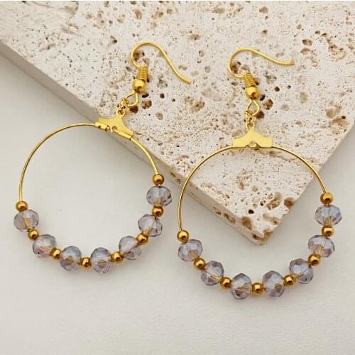 2021 Fashion Jewelry Natural Stone Earrings for Women Crochet Hoop Earrings Korean Earrings Long Morrocan Jewelry Birthday Gifts