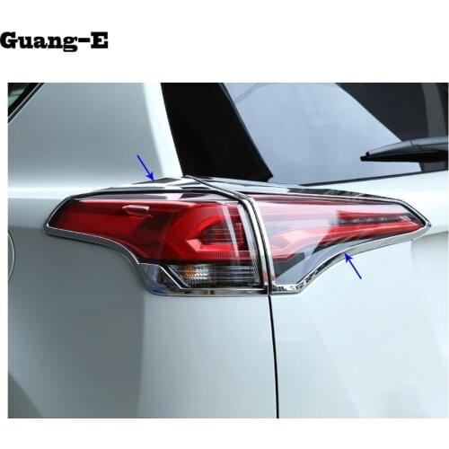 Car styling body Rear tail back Light lamp frame stick chrome ABS cover trim panel hoods 4pcs For Toyota RAV4 2016 2017 2018