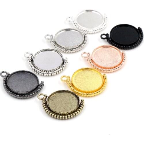 5pcs 20mm 25mm 30mm Inner Size Rotation Double Side 8 colors Cameo Cabochon Base Setting Charms New Fashion Pendant