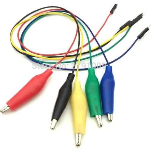 5pcs DuPont Line Male head to 35mm Crocodile Clamp Connection Cable Connector Circuit Connection Line DIY Red, Black, Yellow